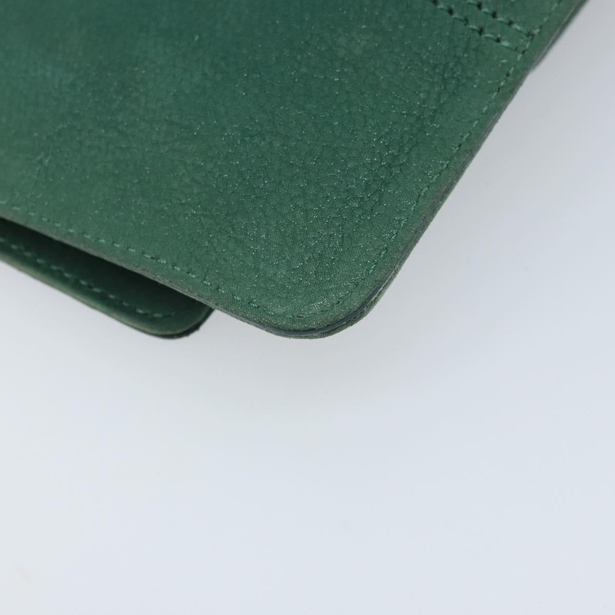 FENDI Chain Shoulder Bag Leather Green Gold Auth bs33834