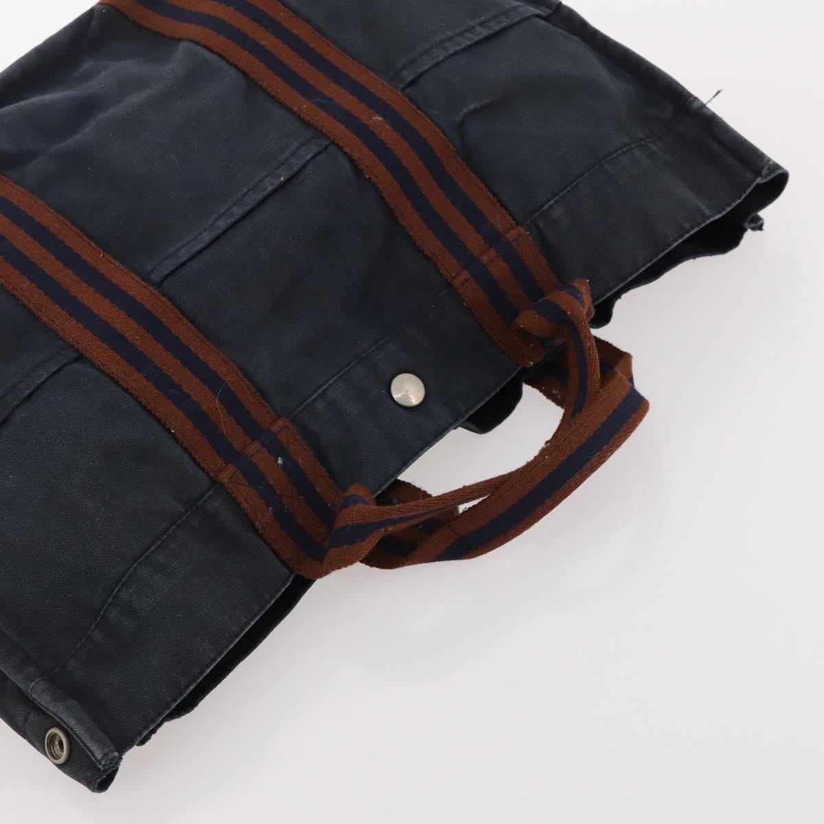 HERMES Tote Bag Canvas 2 Set Gray Navy Auth bs33837