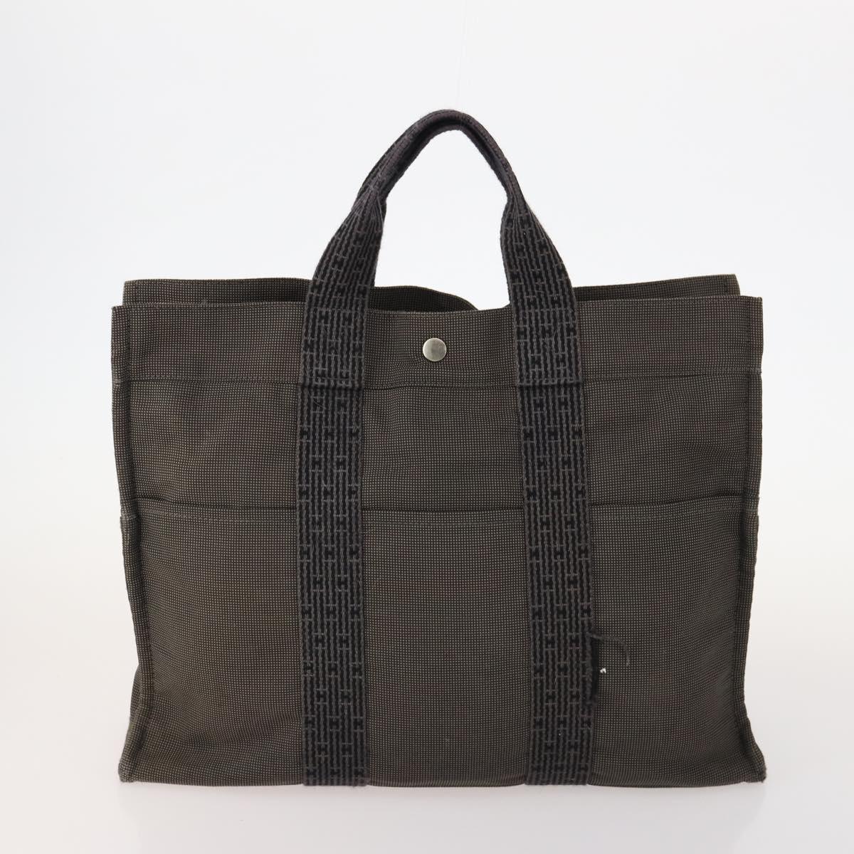 HERMES Tote Bag Canvas 2 Set Gray Navy Auth bs33837