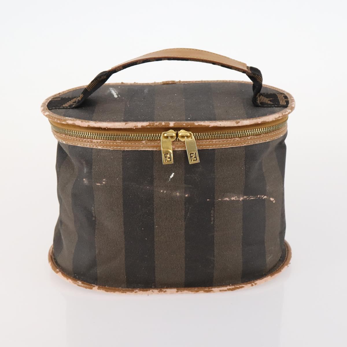 FENDI Pecan Canvas Bag Coated Canvas 4 Set Black Brown white Auth bs33838