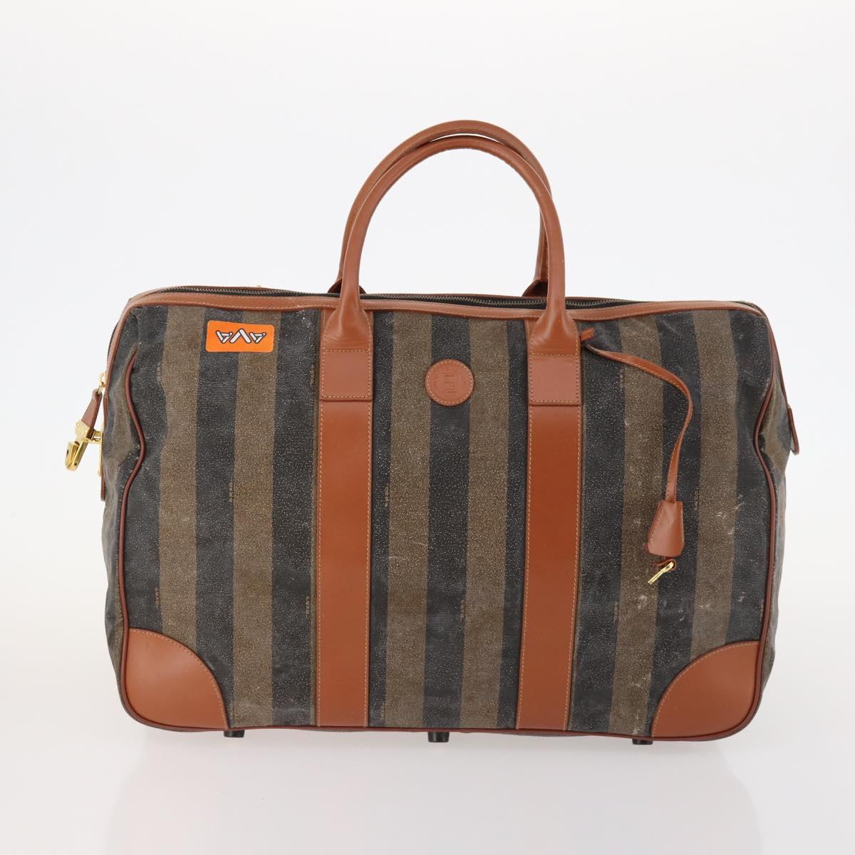 FENDI Pecan Canvas Bag Coated Canvas 4 Set Black Brown white Auth bs33838
