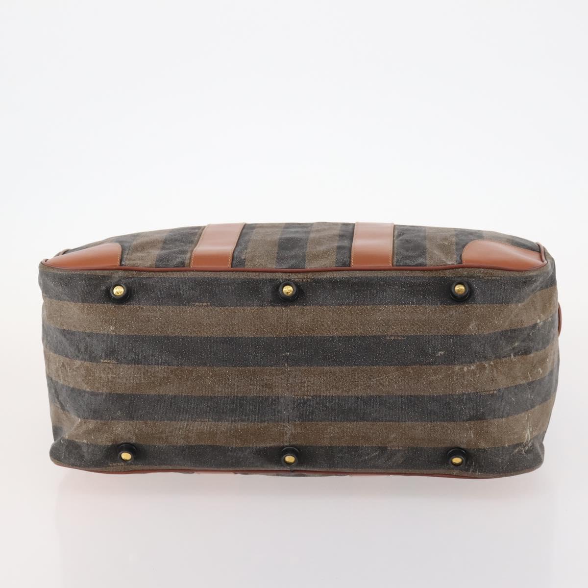 FENDI Pecan Canvas Bag Coated Canvas 4 Set Black Brown white Auth bs33838