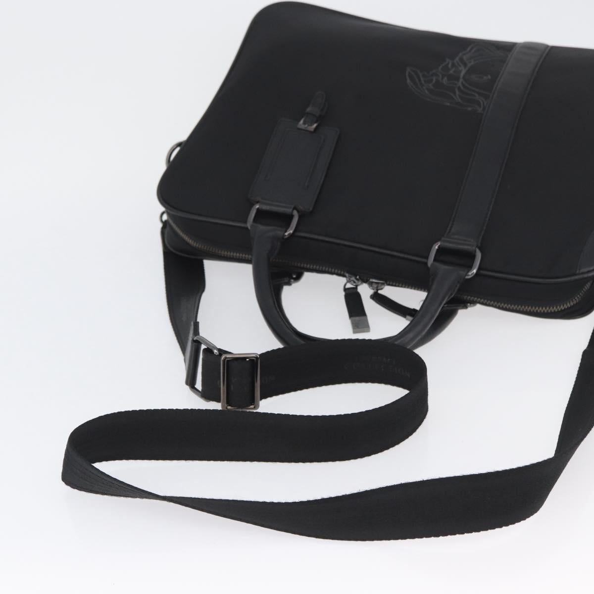 VERSACE Hand Bag Nylon 2way Black Auth bs33839