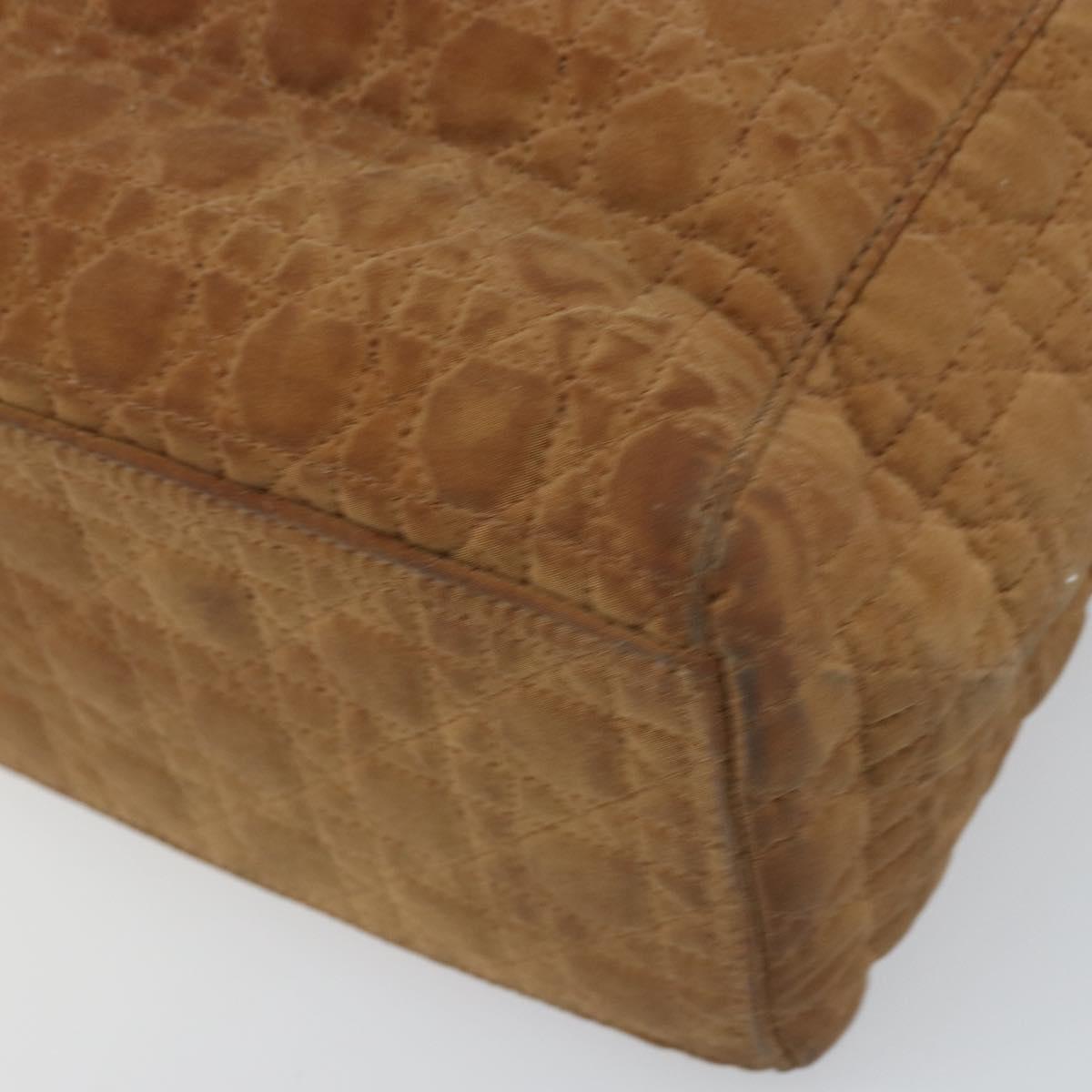 Christian Dior Lady Dior Canage Hand Bag Nylon Brown Gold Auth bs33840