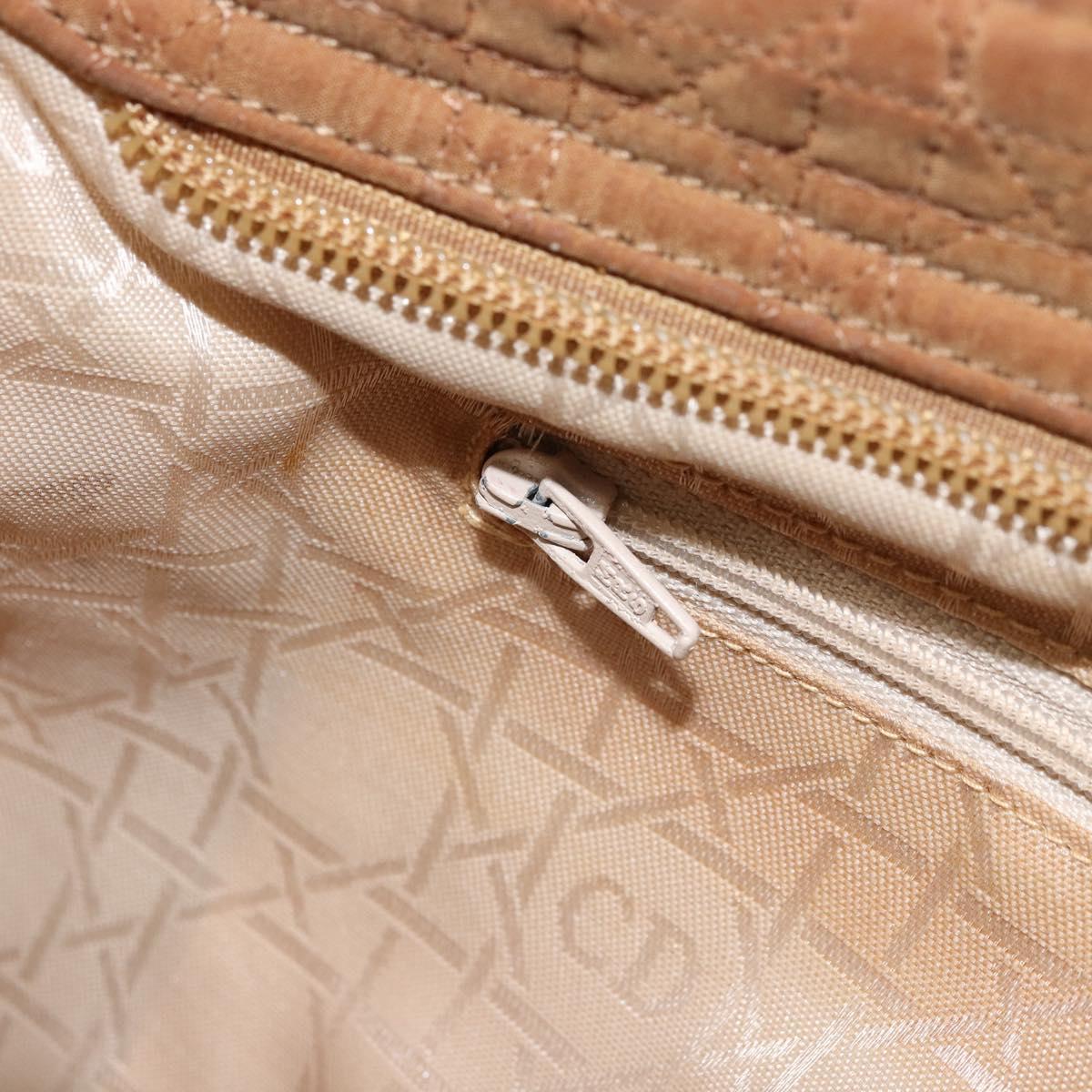 Christian Dior Lady Dior Canage Hand Bag Nylon Brown Gold Auth bs33840