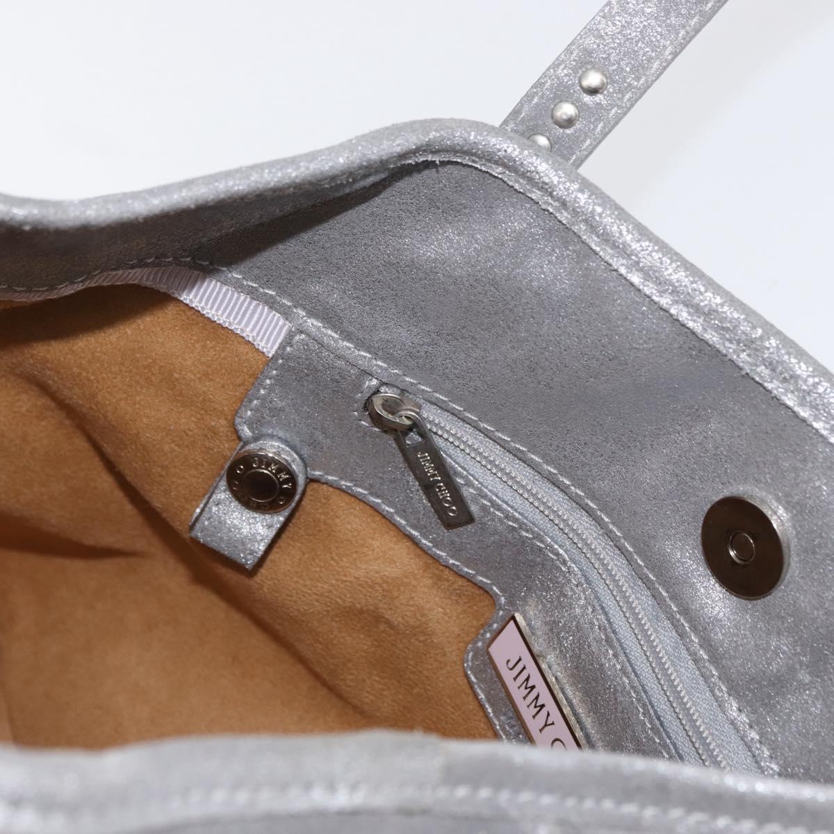 Jimmy Choo Tote Bag Suede Silver Auth bs33845