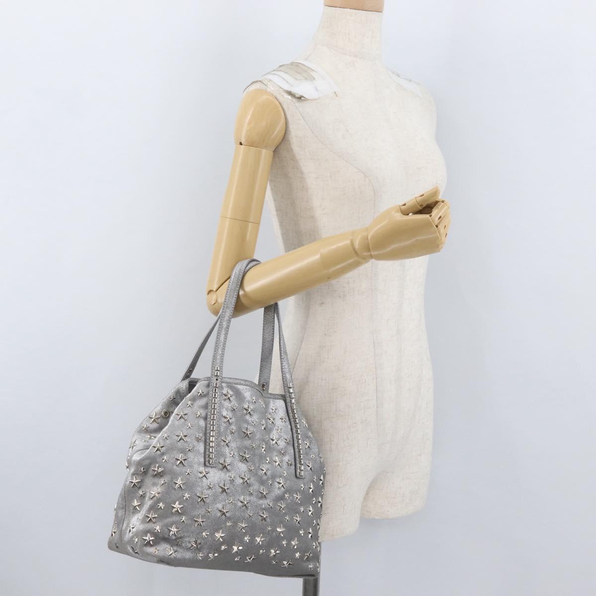 Jimmy Choo Tote Bag Suede Silver Auth bs33845