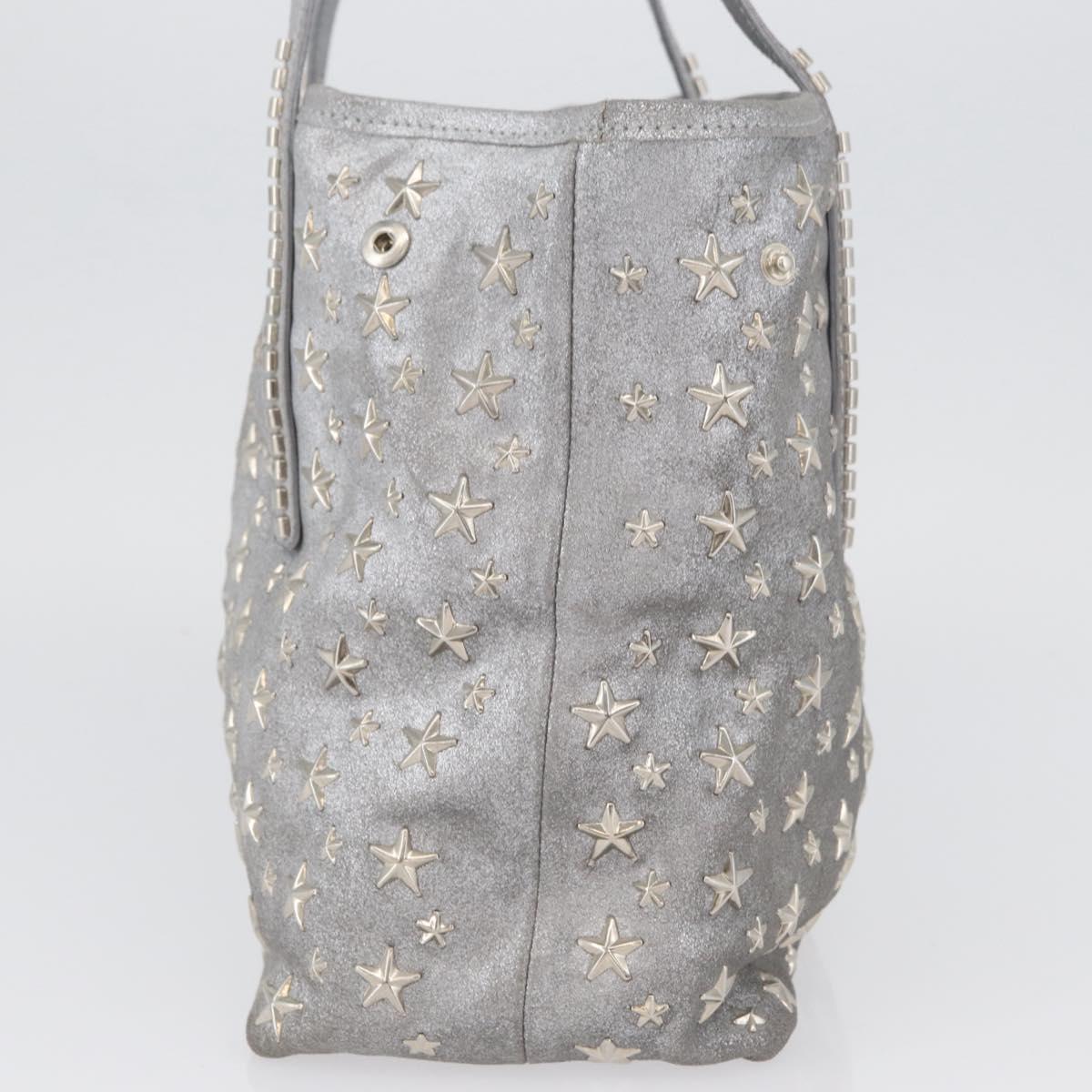 Jimmy Choo Tote Bag Suede Silver Auth bs33845