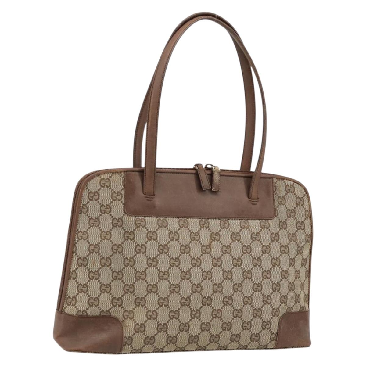 GUCCI GG Canvas Hand Bag Beige Gold 002 1122 2684 Auth bs33846
