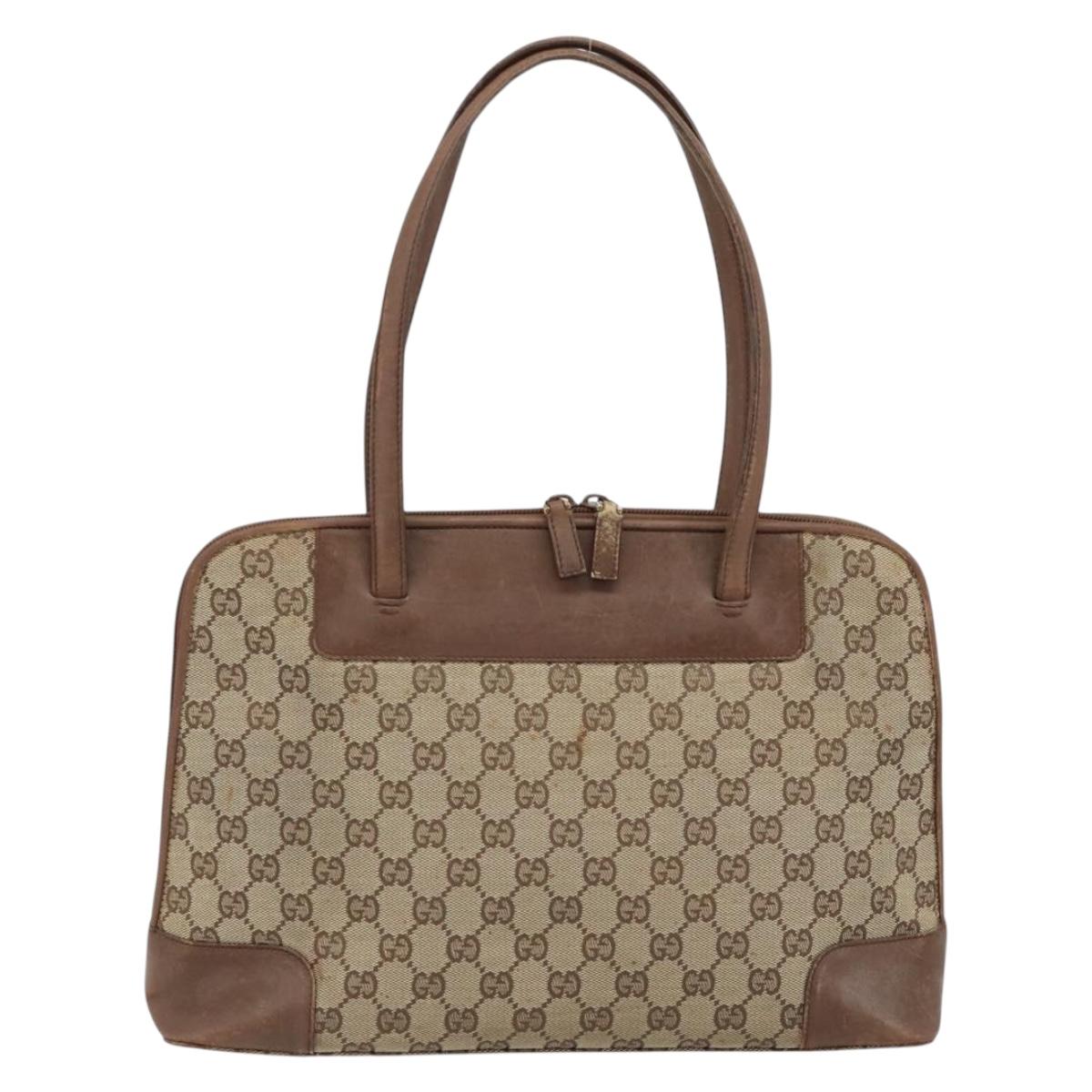 GUCCI GG Canvas Hand Bag Beige Gold 002 1122 2684 Auth bs33846