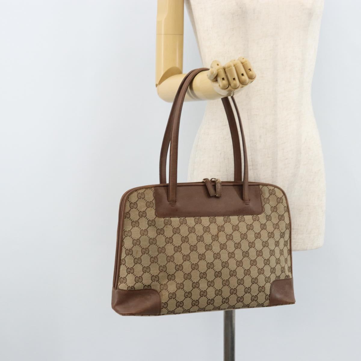 GUCCI GG Canvas Hand Bag Beige Gold 002 1122 2684 Auth bs33846