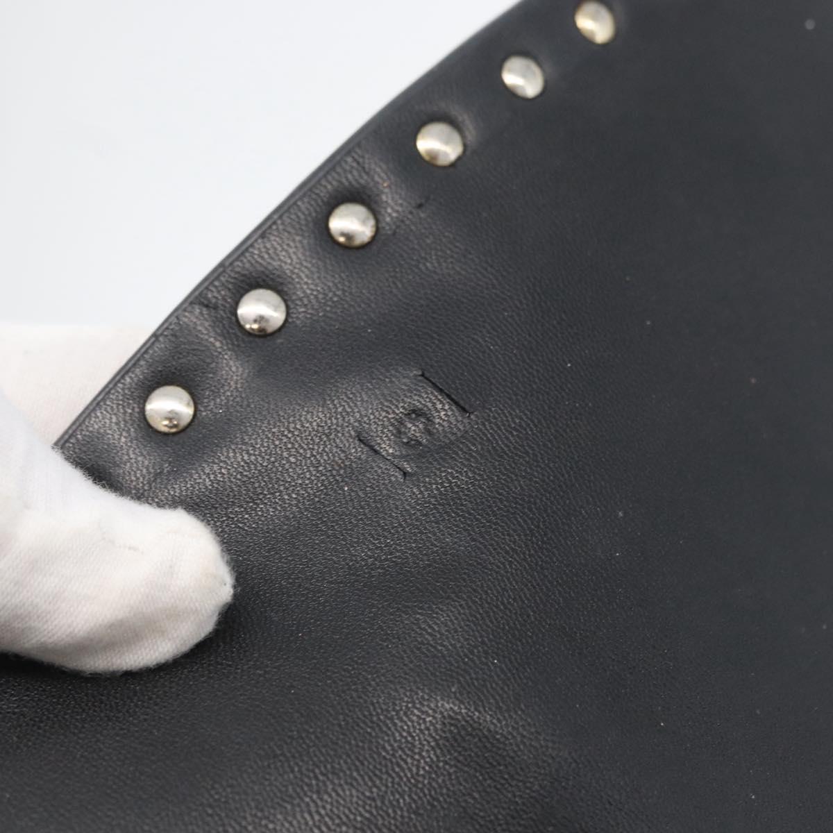 VALENTINO Clutch Bag Leather Black Auth bs33847