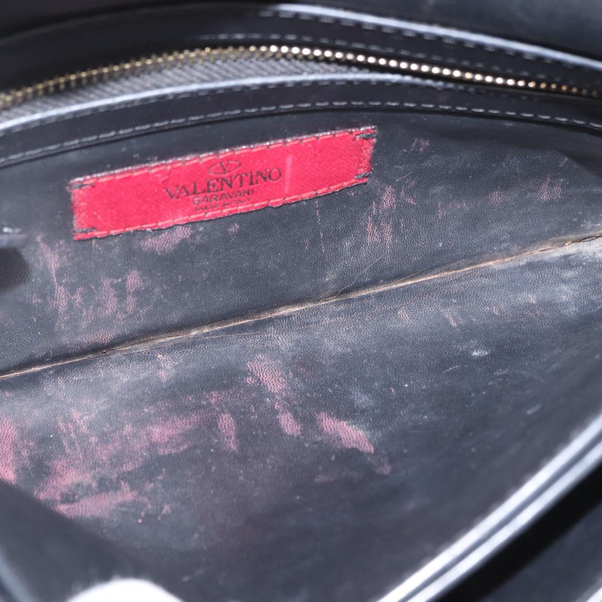 VALENTINO Clutch Bag Leather Black Auth bs33847