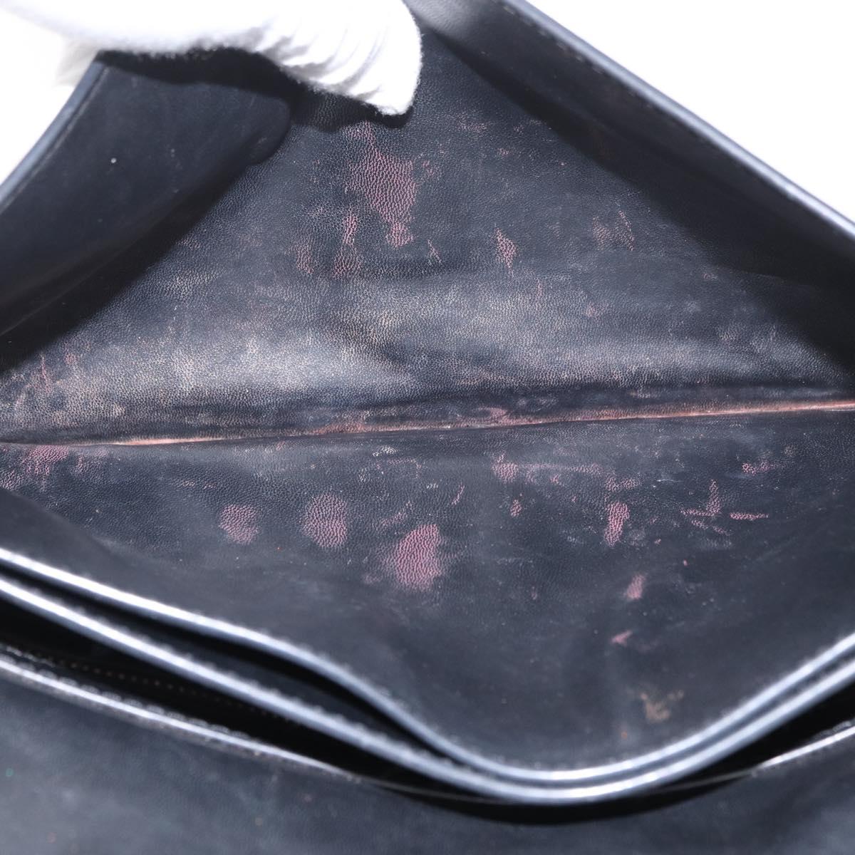 VALENTINO Clutch Bag Leather Black Auth bs33847