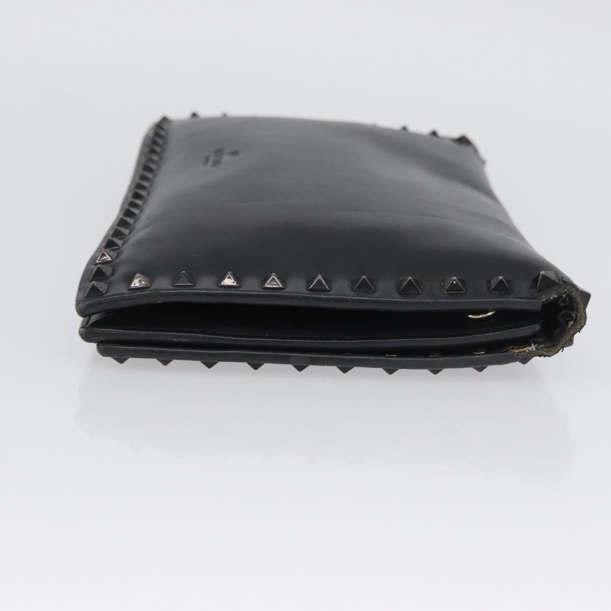 VALENTINO Clutch Bag Leather Black Auth bs33847