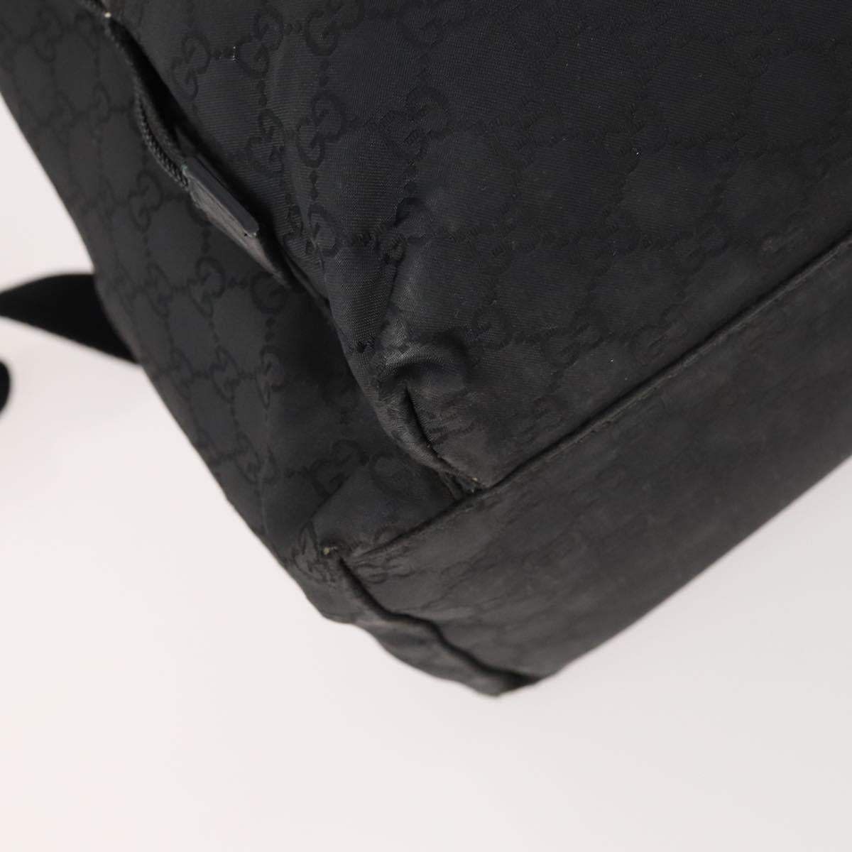 GUCCI GG Canvas Backpack Nylon Black Silver 179606 Auth bs33851