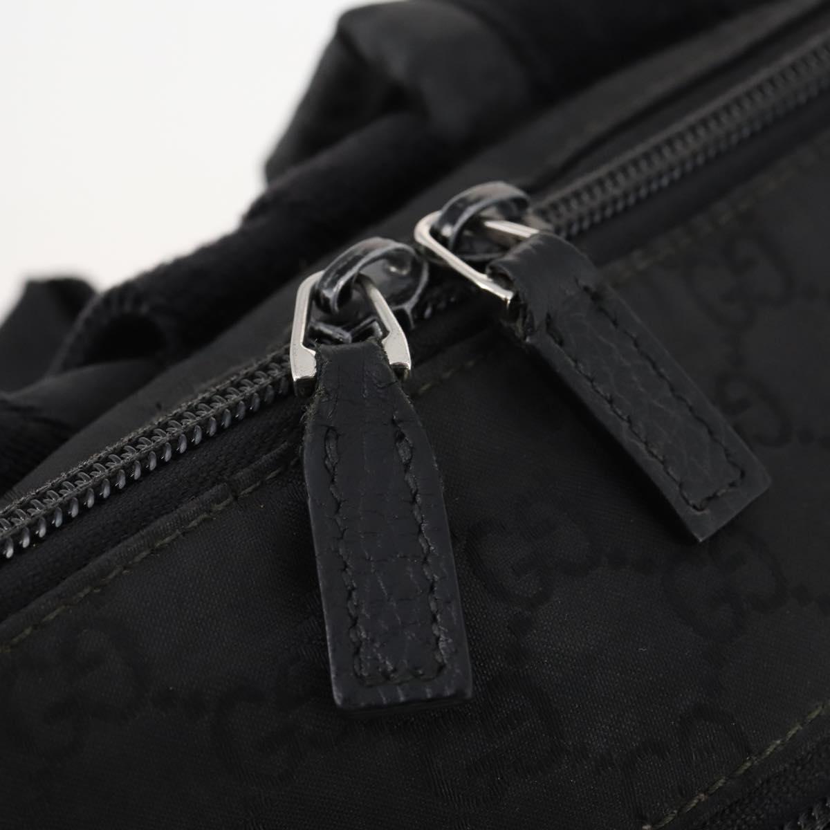 GUCCI GG Canvas Backpack Nylon Black Silver 179606 Auth bs33851
