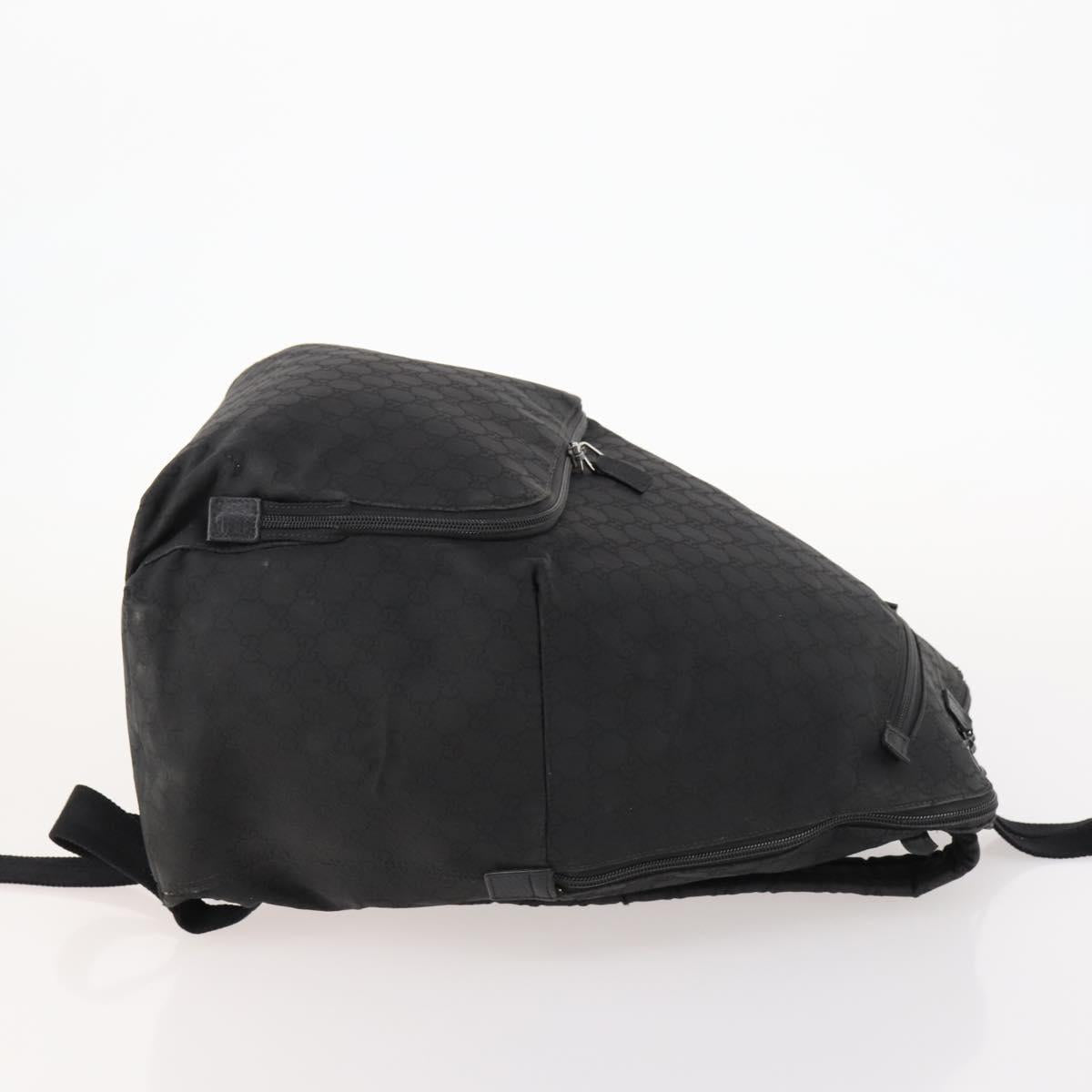 GUCCI GG Canvas Backpack Nylon Black Silver 179606 Auth bs33851