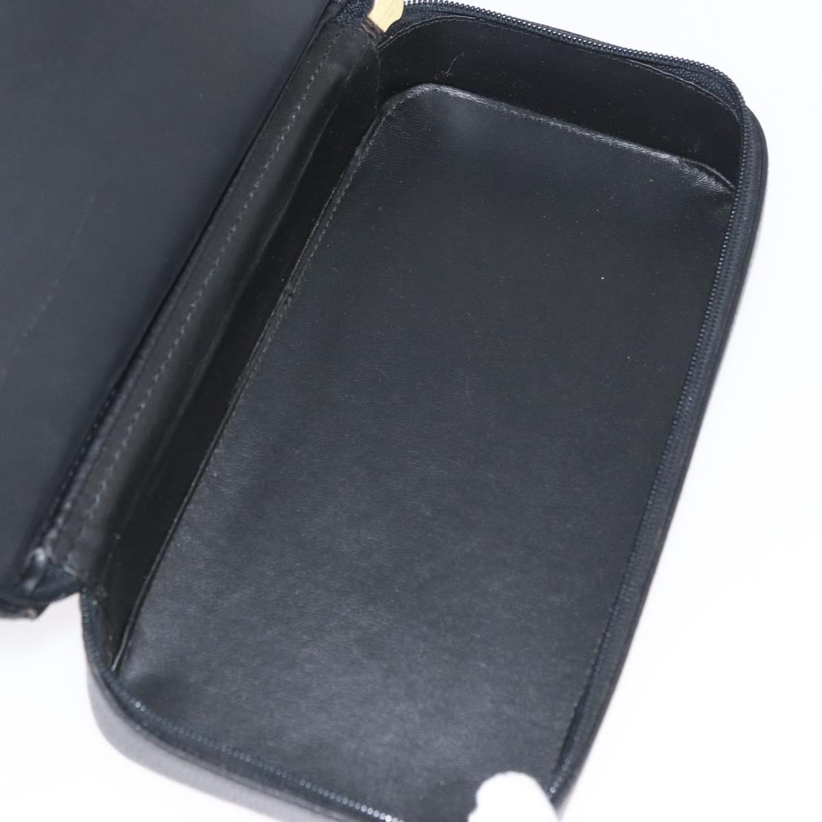Gianni Versace Clutch Bag Leather Black Gold Auth bs33853