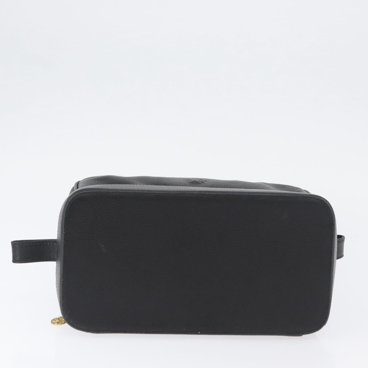 Gianni Versace Clutch Bag Leather Black Gold Auth bs33853
