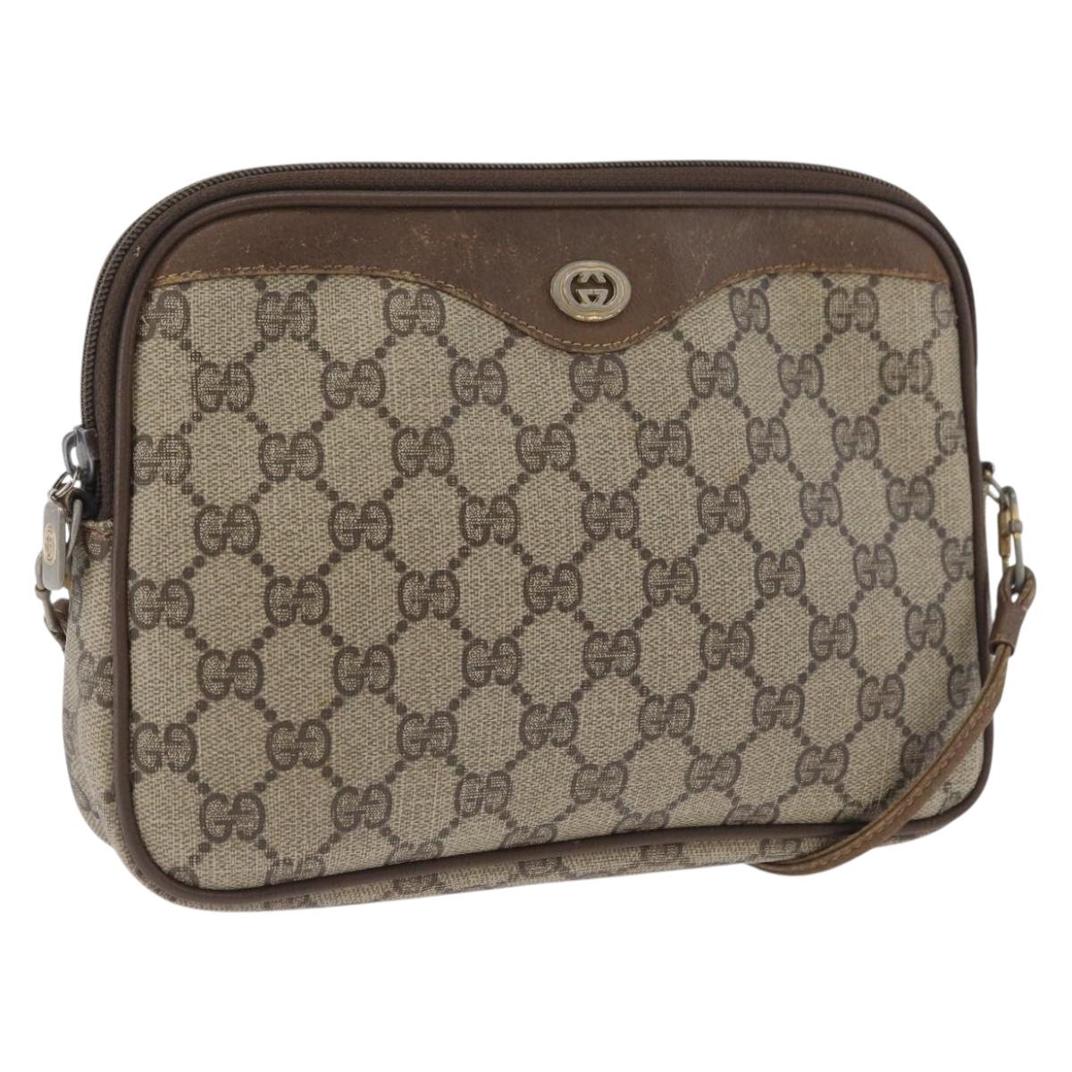 GUCCI GG Supreme Shoulder Bag PVC Beige Gold 97 02 068 Auth bs33854