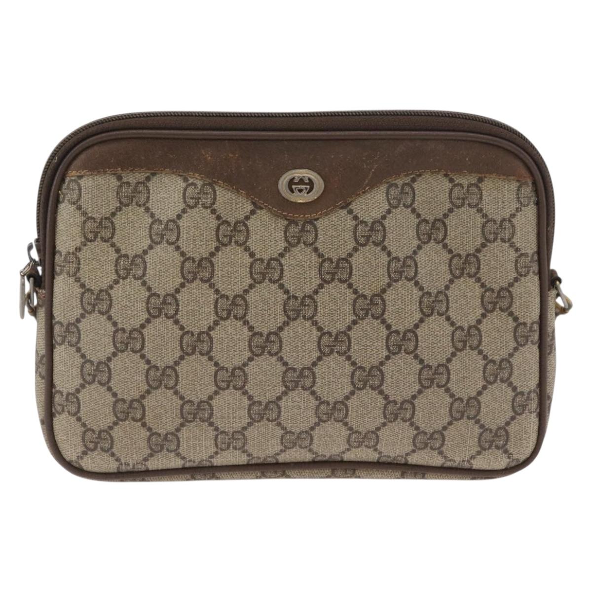 GUCCI GG Supreme Shoulder Bag PVC Beige Gold 97 02 068 Auth bs33854