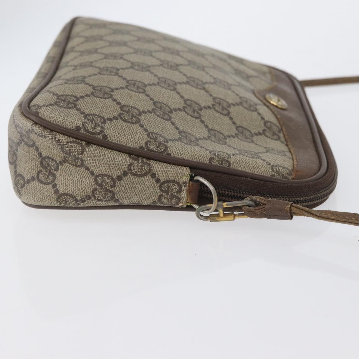 GUCCI GG Supreme Shoulder Bag PVC Beige Gold 97 02 068 Auth bs33854