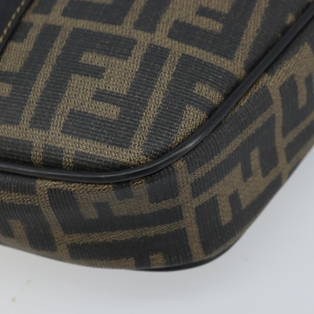 FENDI Zucca Canvas Shoulder Bag Brown Black Auth bs33858