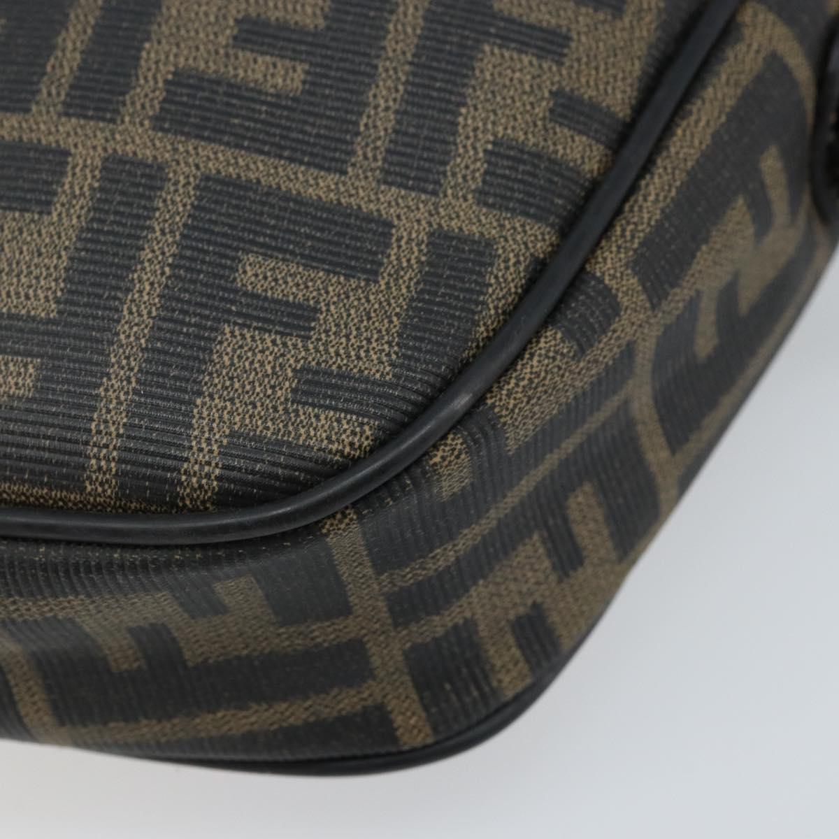 FENDI Zucca Canvas Shoulder Bag Brown Black Auth bs33858