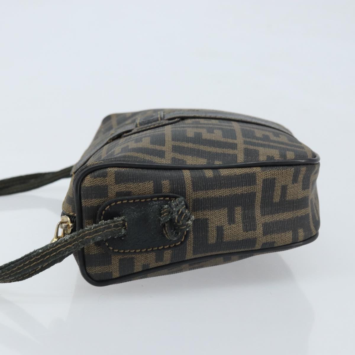 FENDI Zucca Canvas Shoulder Bag Brown Black Auth bs33858