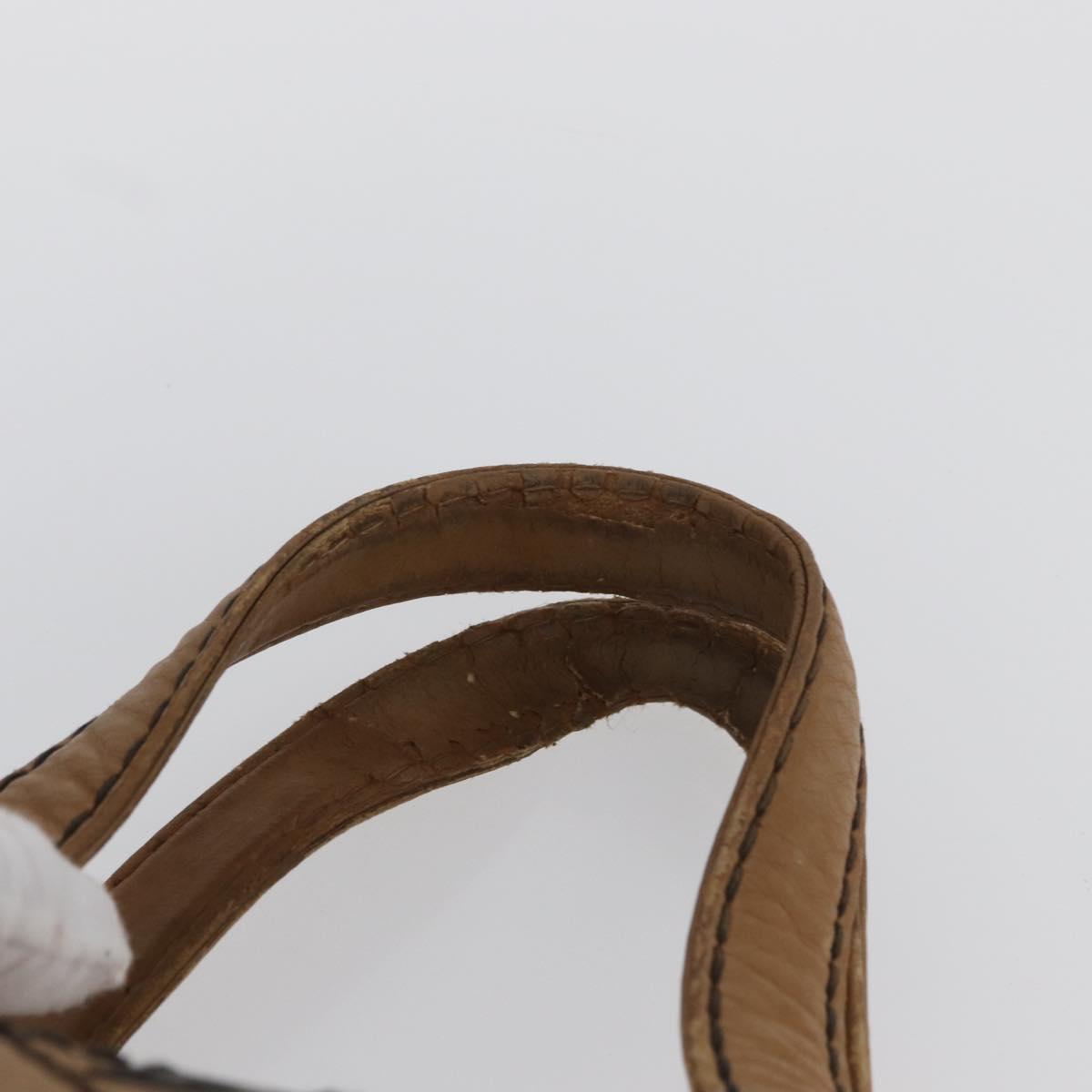 CHANEL Wild Stitch Hand Bag Leather Beige CC Auth bs33863