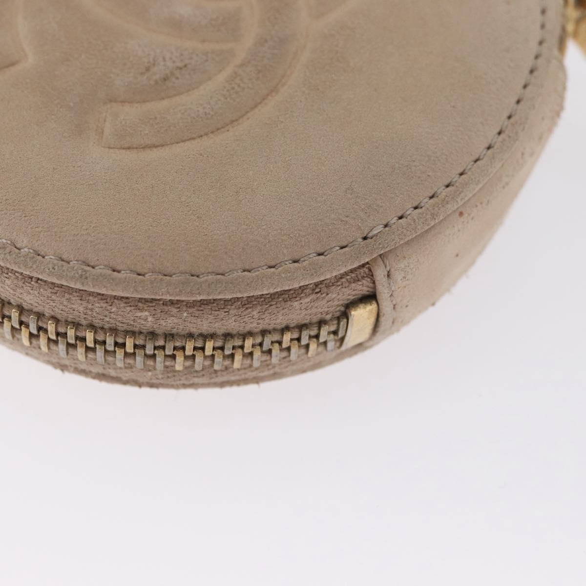 CHANEL Coin Purse Lamb Skin Beige Gold CC Auth bs33865