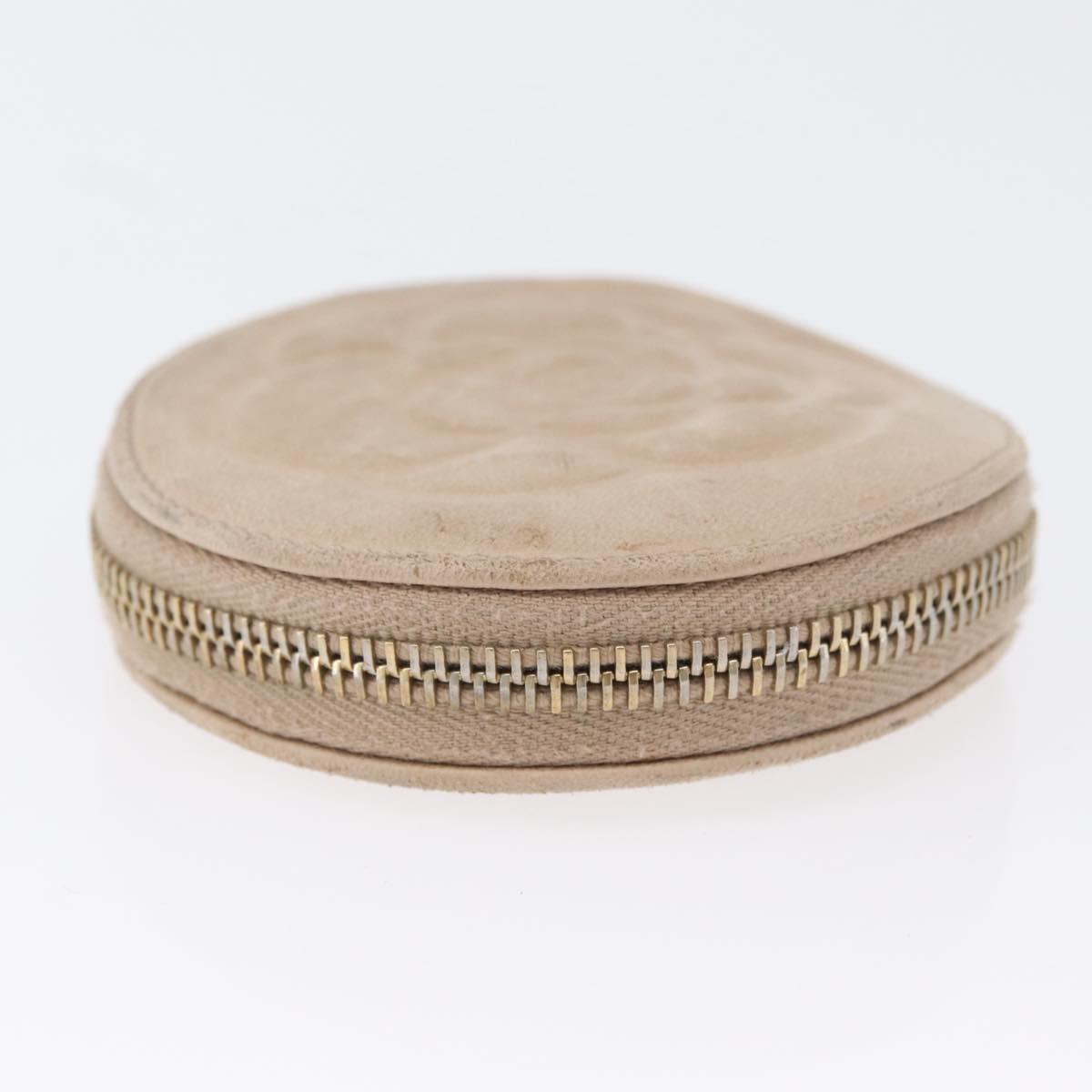 CHANEL Coin Purse Lamb Skin Beige Gold CC Auth bs33865
