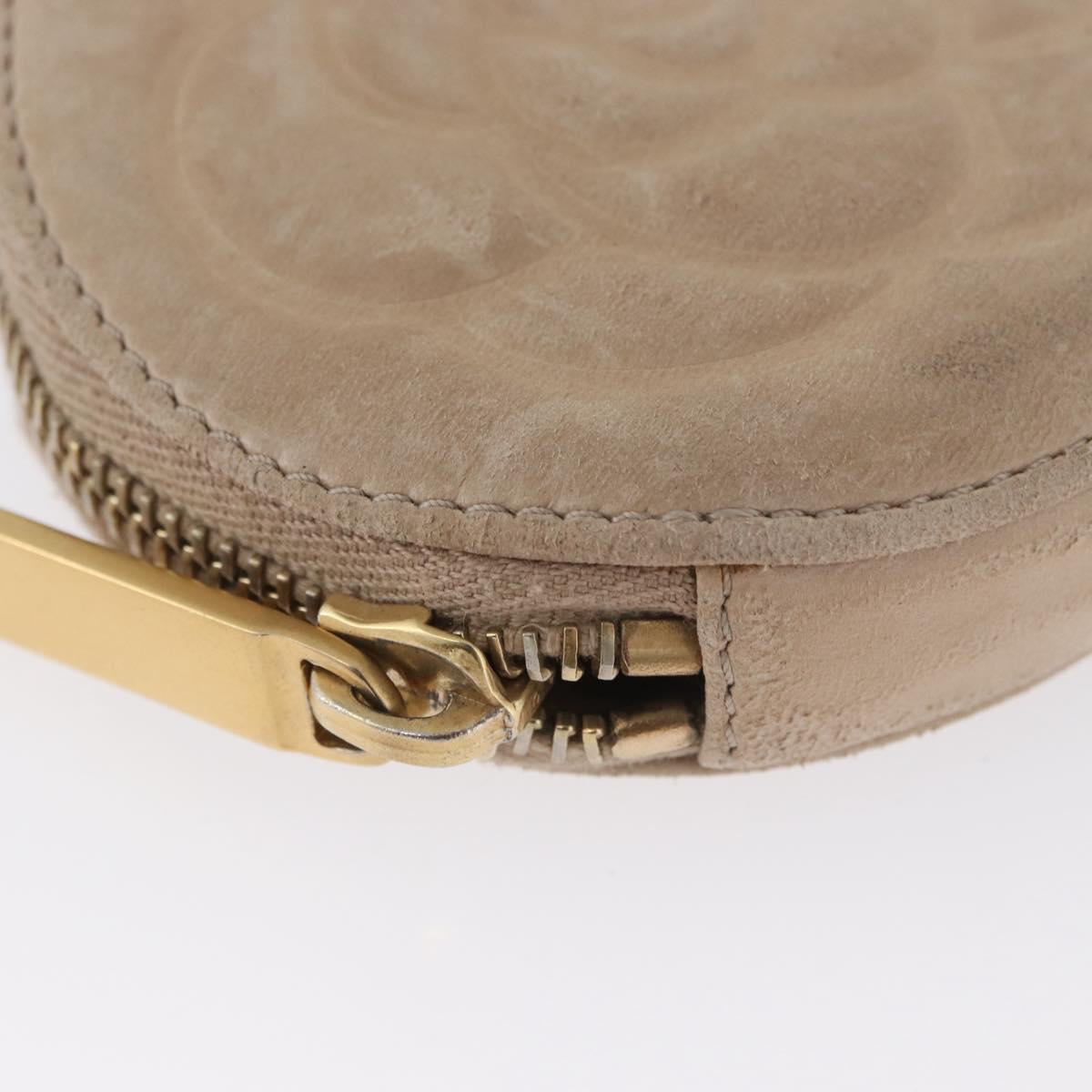 CHANEL Coin Purse Lamb Skin Beige Gold CC Auth bs33865