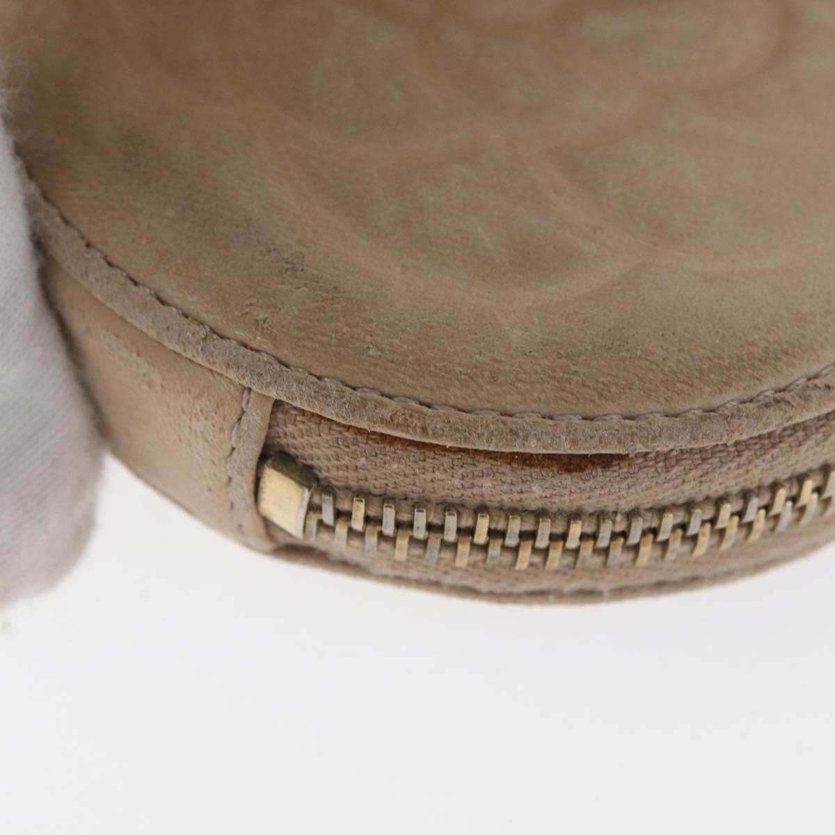 CHANEL Coin Purse Lamb Skin Beige Gold CC Auth bs33865