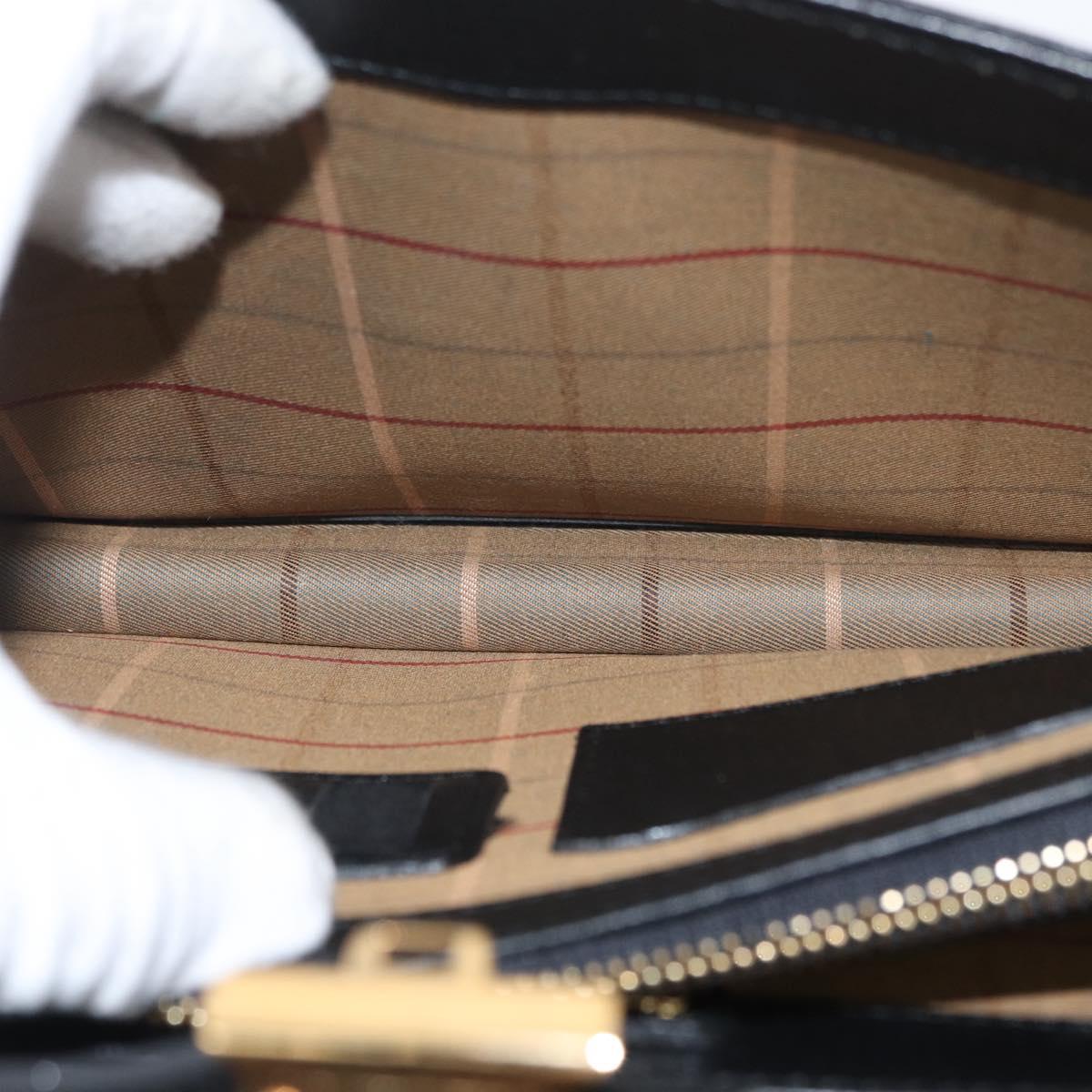 BURBERRY Clutch Bag Leather Black Gold Auth bs33867