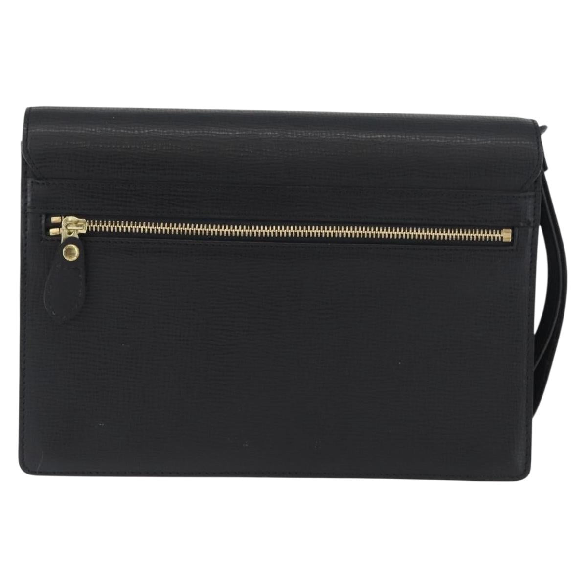 BURBERRY Clutch Bag Leather Black Gold Auth bs33867