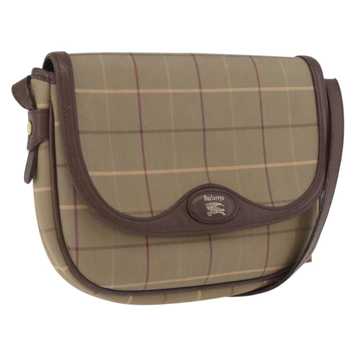 Burberrys Nova Check Shoulder Bag Canvas Brown Gold Auth bs33868