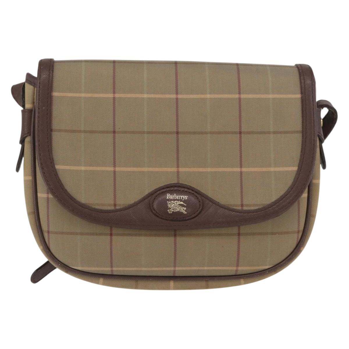 Burberrys Nova Check Shoulder Bag Canvas Brown Gold Auth bs33868