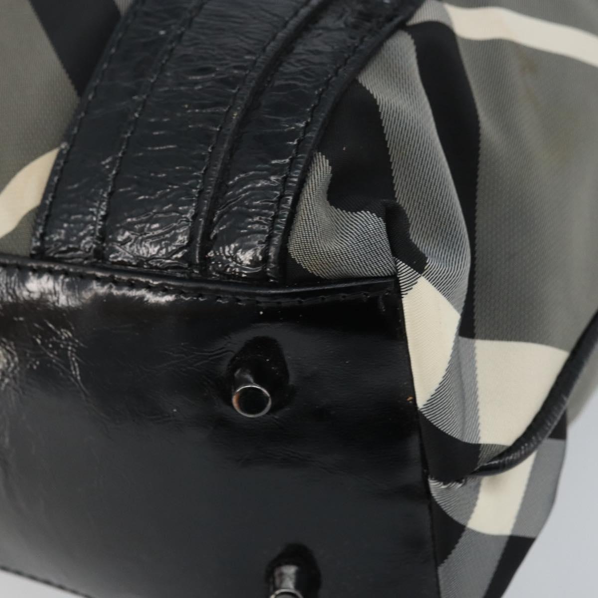 BURBERRY Nova Check Tote Bag Nylon Black Silver Auth bs33871