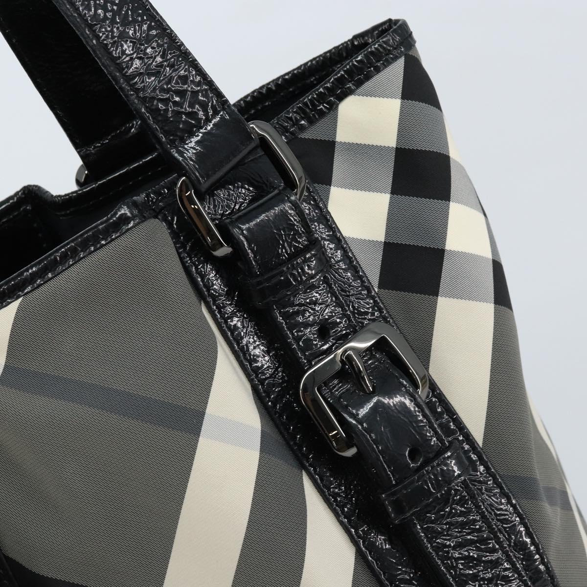 BURBERRY Nova Check Tote Bag Nylon Black Silver Auth bs33871