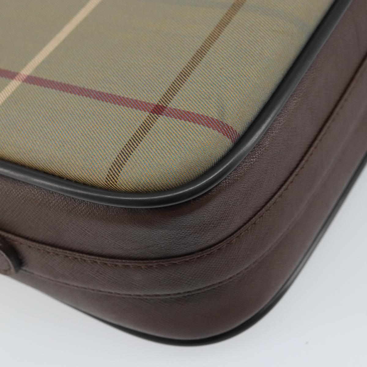 Burberrys Nova Check Shoulder Bag Canvas Brown Gold Auth bs33874