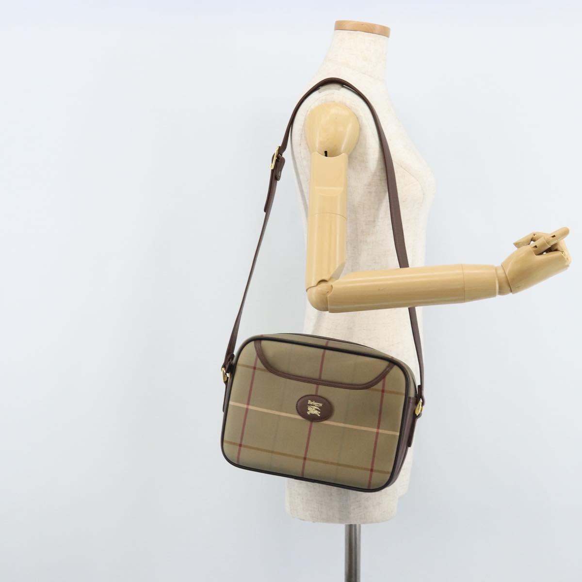 Burberrys Nova Check Shoulder Bag Canvas Brown Gold Auth bs33874