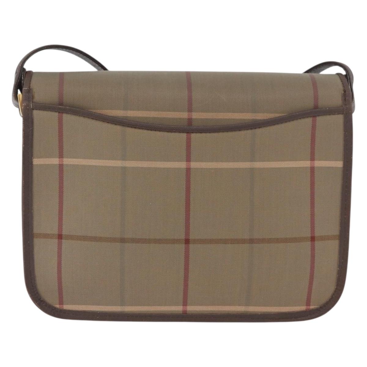 Burberrys Nova Check Shoulder Bag Canvas Brown Gold Auth bs33876