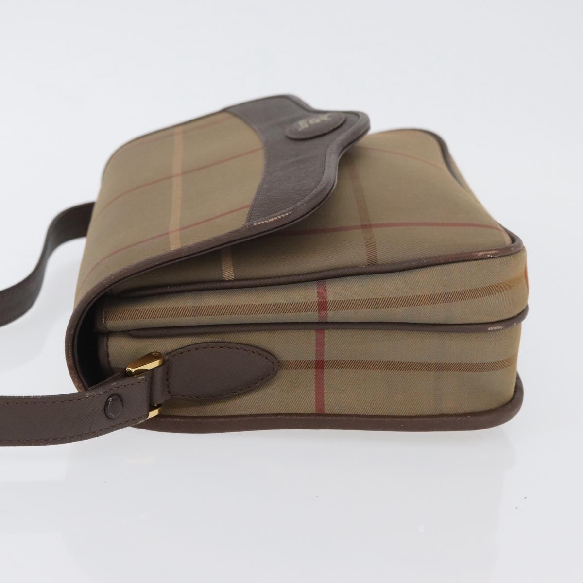 Burberrys Nova Check Shoulder Bag Canvas Brown Gold Auth bs33876