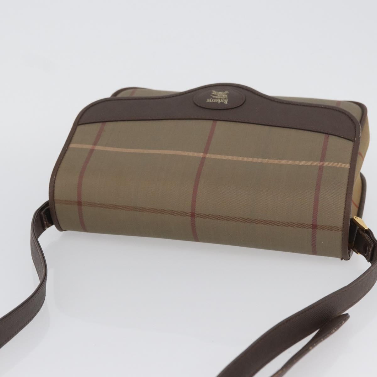 Burberrys Nova Check Shoulder Bag Canvas Brown Gold Auth bs33876