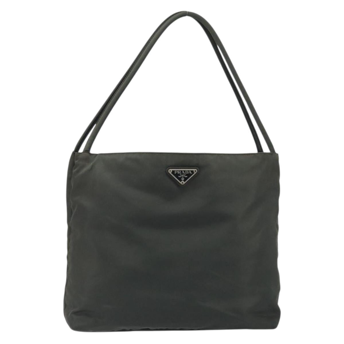 PRADA Hand Bag Nylon Khaki Auth bs33878