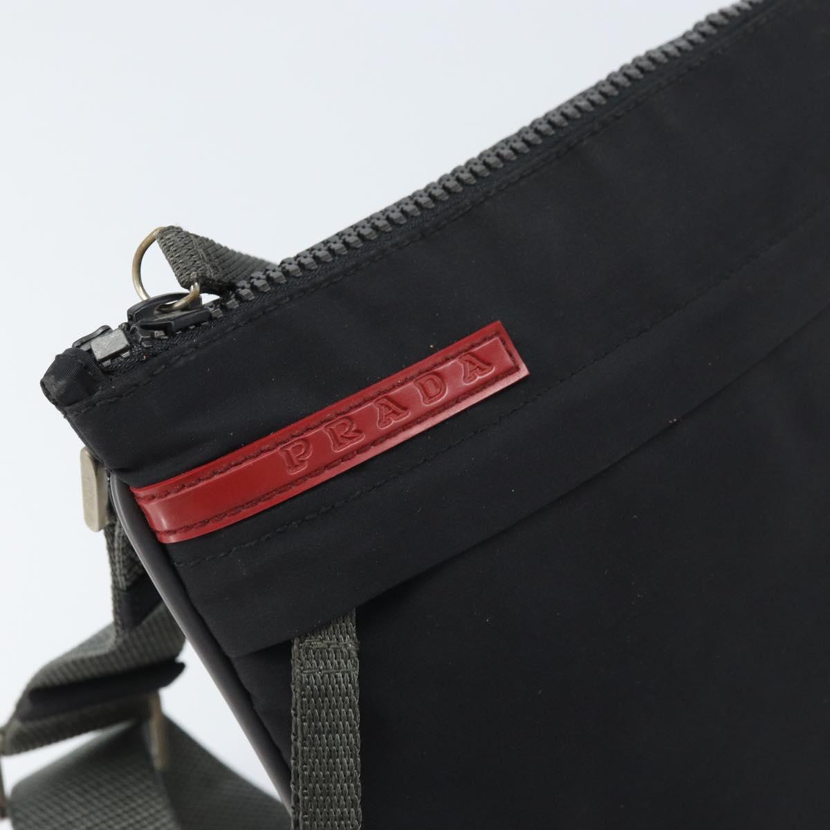 PRADA Sports Shoulder Bag Nylon Black Silver Auth bs33881