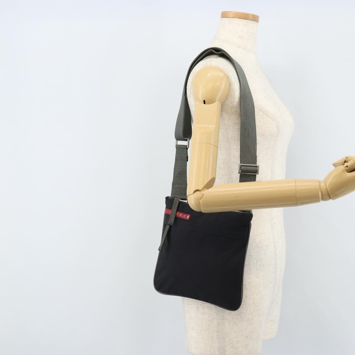 PRADA Sports Shoulder Bag Nylon Black Silver Auth bs33881