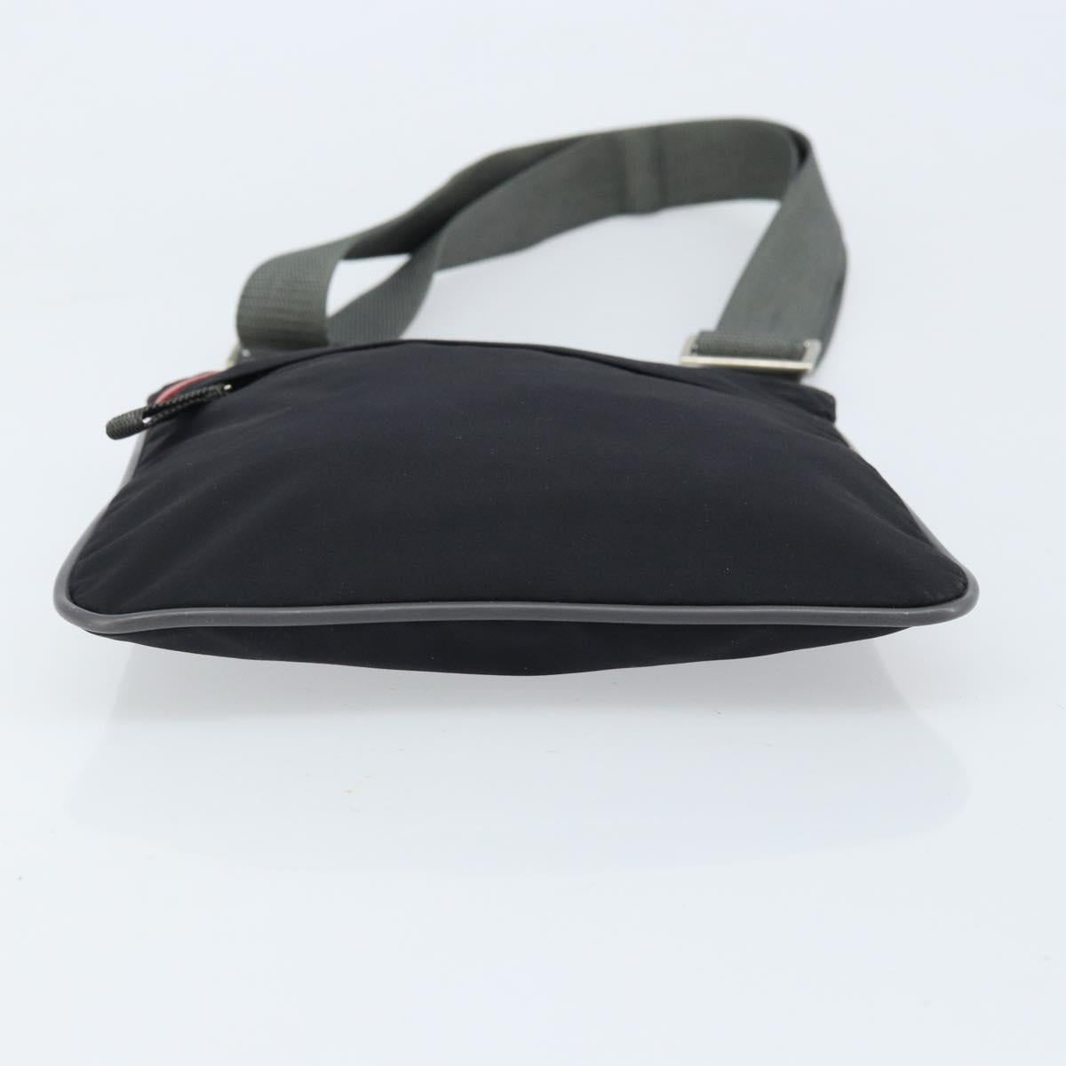 PRADA Sports Shoulder Bag Nylon Black Silver Auth bs33881